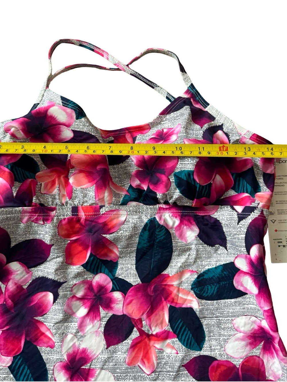 Krista Sport Tankini Top Pink Floral UPF 50+ Cross Back Built-In Bra NWT - Picture 15 of 16